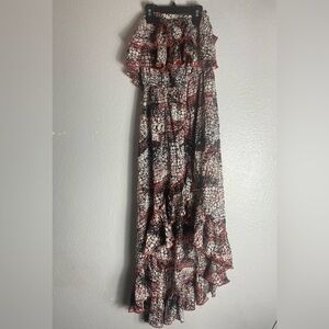 Alythea Floral Print Dress in Red and Black